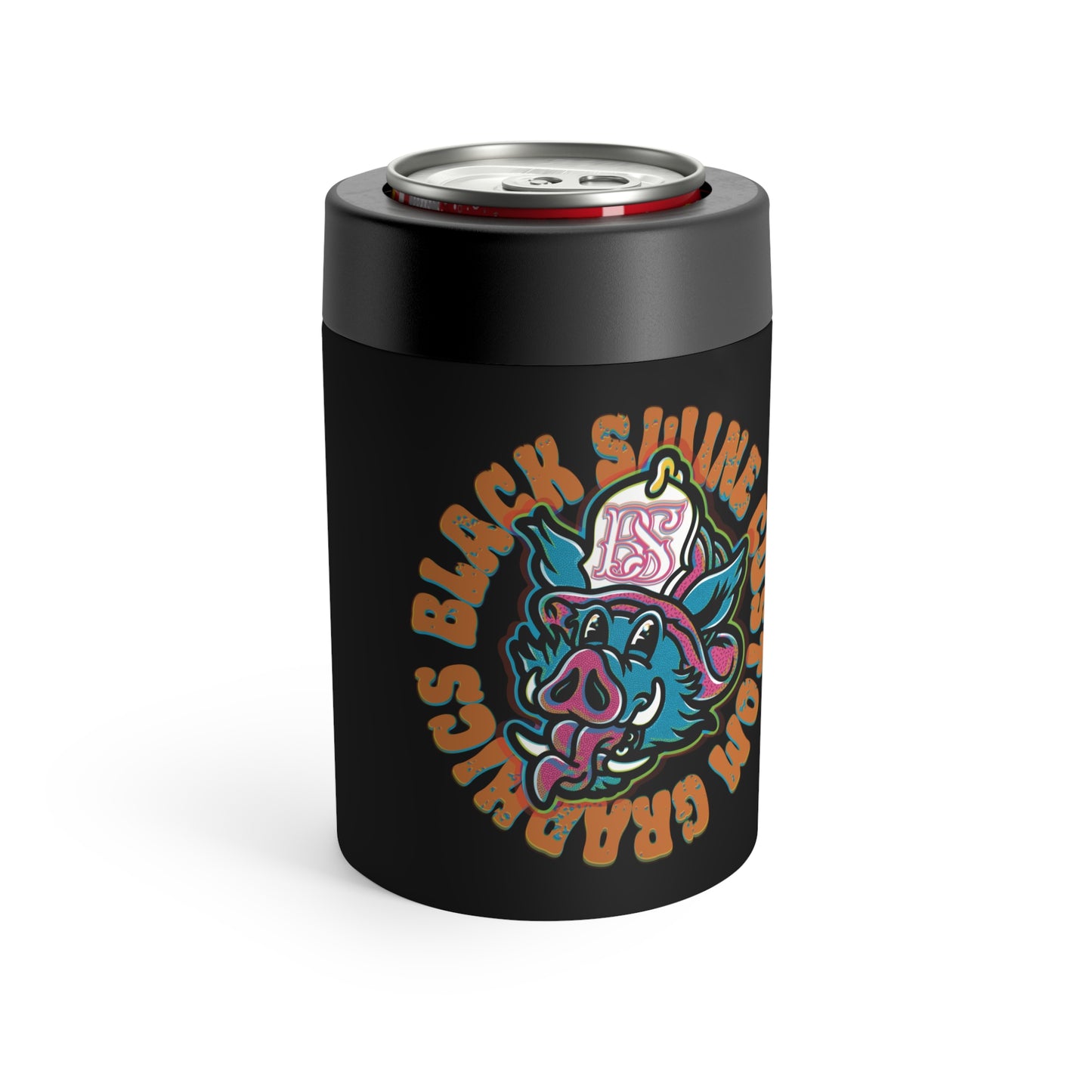 Retro “OG” Black Swine Custom Graphics Logo Can Cooler
