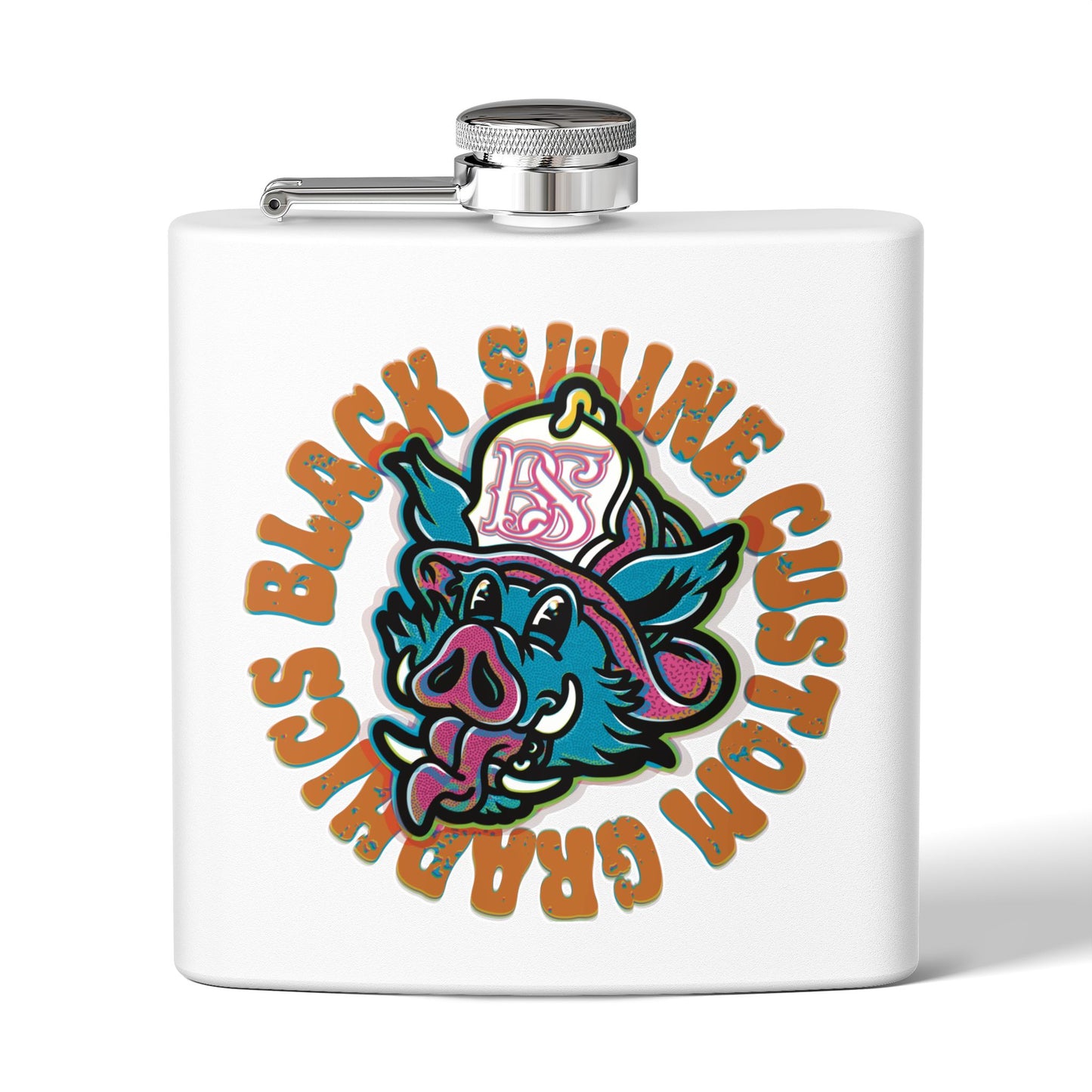 Retro “OG” Black Swine Custom Graphics Logo Flask