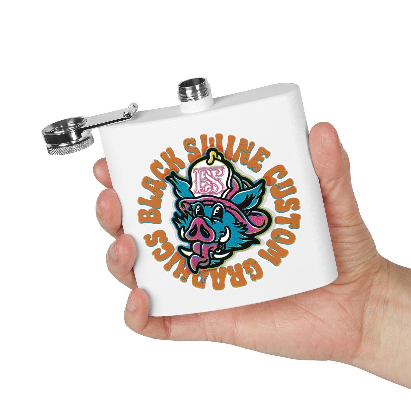 Retro “OG” Black Swine Custom Graphics Logo Flask