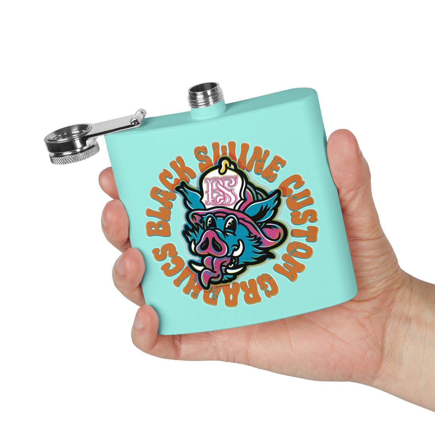 Retro “OG” Black Swine Custom Graphics Logo Flask